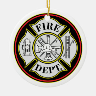 Ornement Rond En Céramique Insigne rond de corps de sapeurs-pompiers