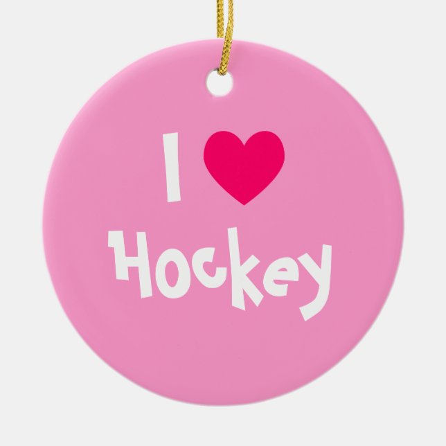 Ornement Rond En Céramique J'adore le hockey (Devant)