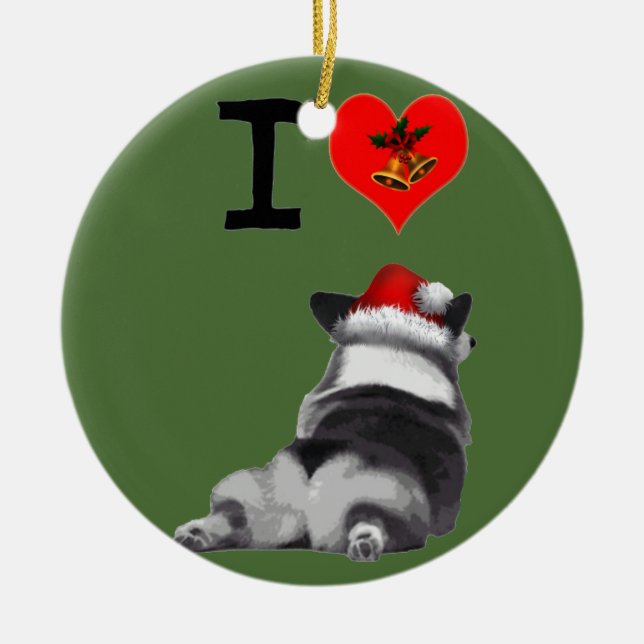 Ornement Rond En Céramique J'aime des Corgis (Devant)