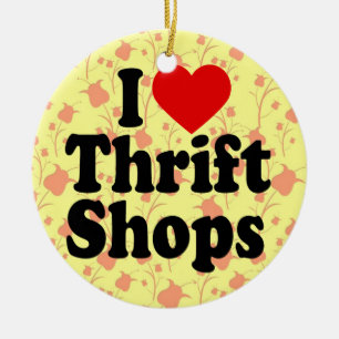 Ornement Rond En Céramique J'aime des magasins d'articles d'occasion au
