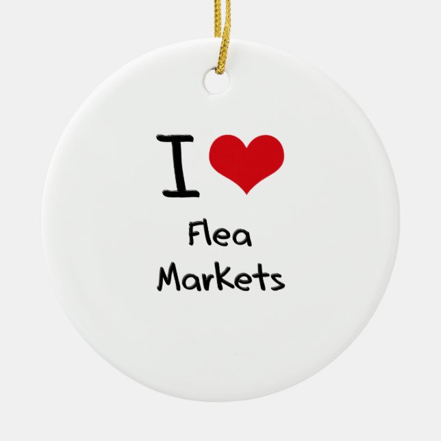 Ornement Rond En Céramique J'aime des marchés aux puces (Devant)