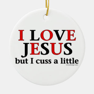 Ornement Rond En Céramique J'aime Jésus [mais moi jurent]