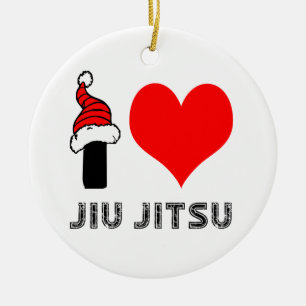 Ornement Rond En Céramique J'aime la conception de Jiu-Jitsu