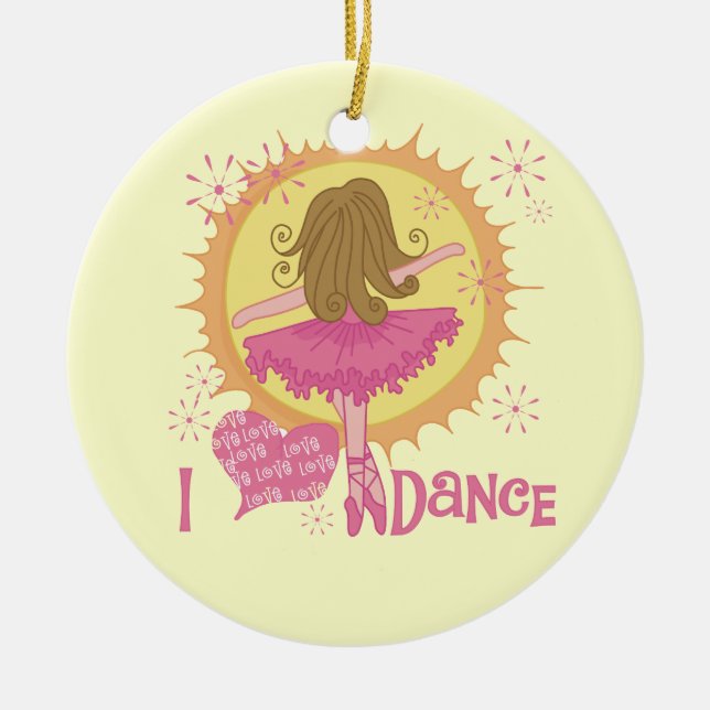 Ornement Rond En Céramique J'aime la danse (Devant)