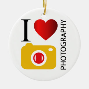 Ornement Rond En Céramique J'aime la photographie