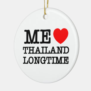 ORNEMENT ROND EN CÉRAMIQUE J'AIME LA THAÏLANDE LONGTEMPS