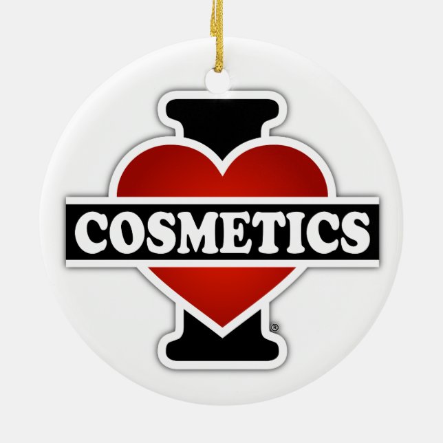 Ornement Rond En Céramique J'aime les cosmétiques (Dos)