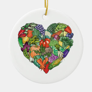 Ornement Rond En Céramique J'aime les Légumes