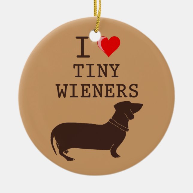 Ornement Rond En Céramique J'aime l'ornement minuscule de Daschund de (Devant)