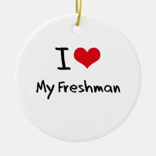 Ornement Rond En Céramique J'aime mon étudiant de première année