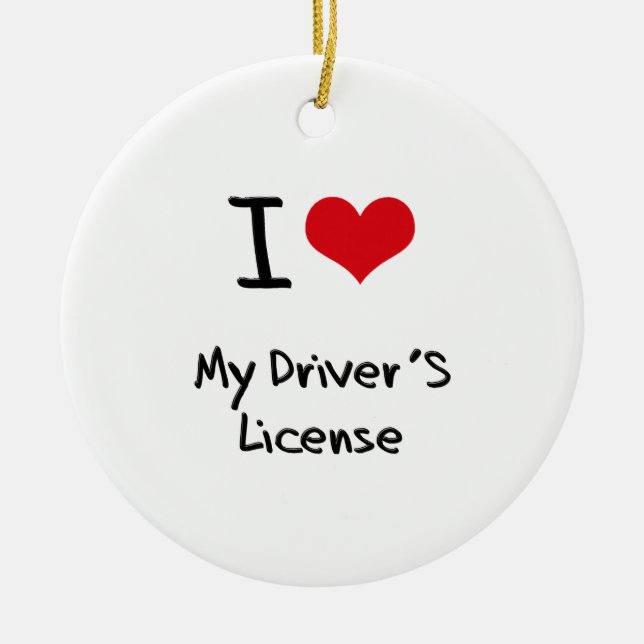 Ornement Rond En Céramique J'aime mon permis de conduire (Devant)