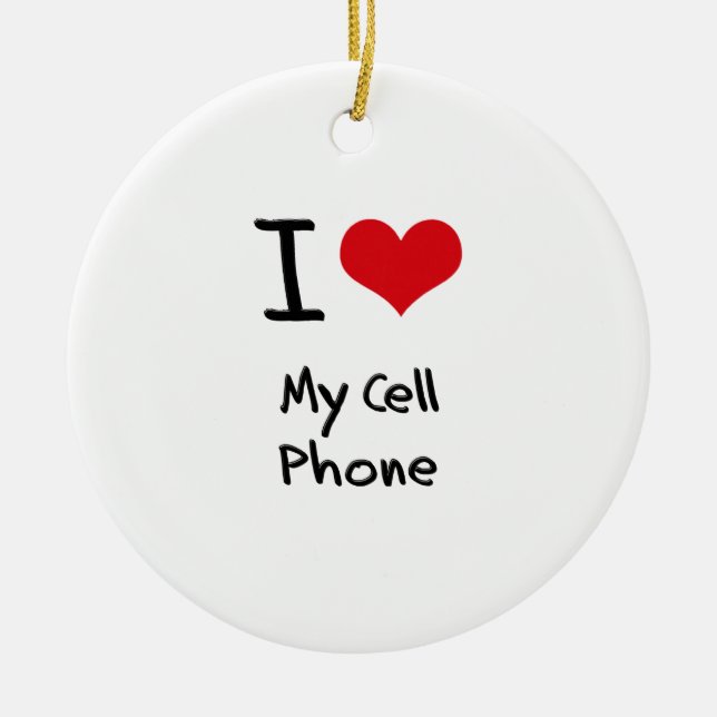 Ornement Rond En Céramique J'aime mon téléphone portable (Devant)