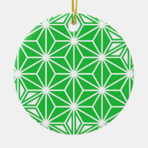 Ornement Rond En Céramique Japonais Asanoha motif - vert jade