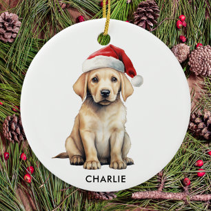 Ornement Rond En Céramique Jaune Labrador Personnalisé Amoureux des chiens No