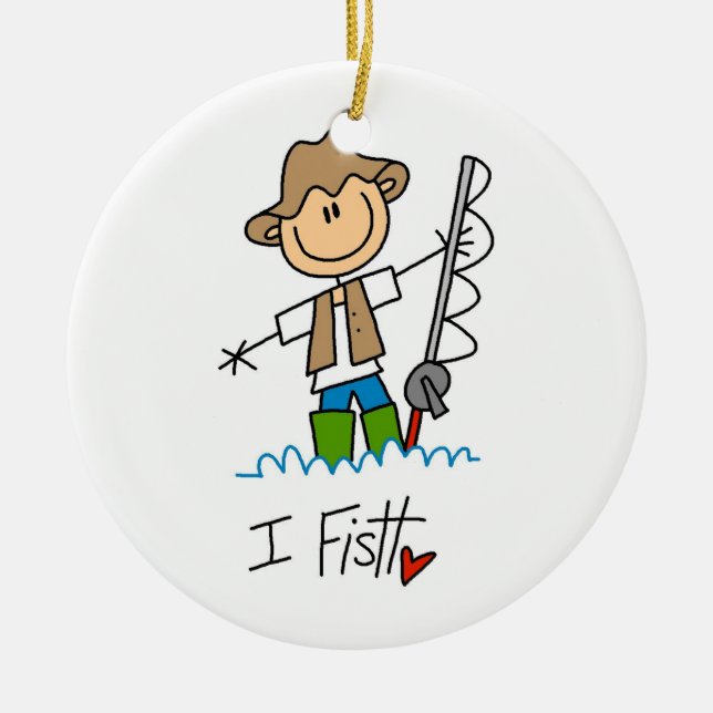 Ornement Rond En Céramique Je pêche (Devant)