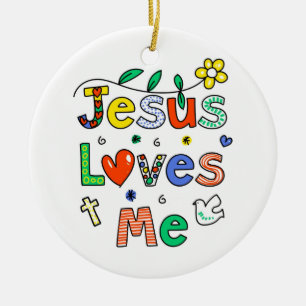 Ornement Rond En Céramique Jésus m'aime