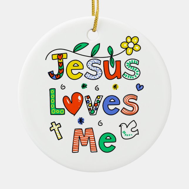 Ornement Rond En Céramique Jésus m'aime (Devant)