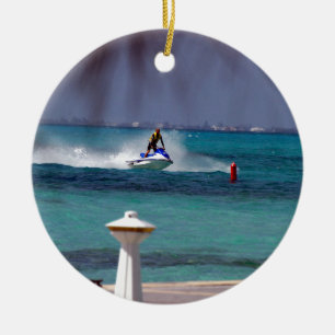 Ornement Rond En Céramique Jet Ski Paradise