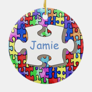 Ornement Rond En Céramique Jigsaw