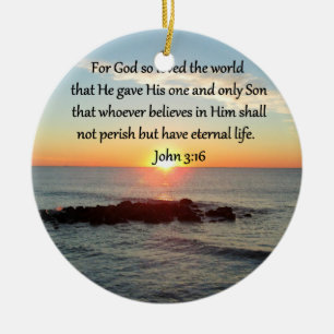 ORNEMENT ROND EN CÉRAMIQUE JOHN 3:16 BRISER JOHN