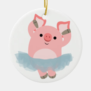 Ornement Rond En Céramique Joli dessin Ballerina Pig Ornament