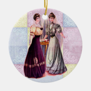 Ornement Rond En Céramique Jolies modes d'Edwardian