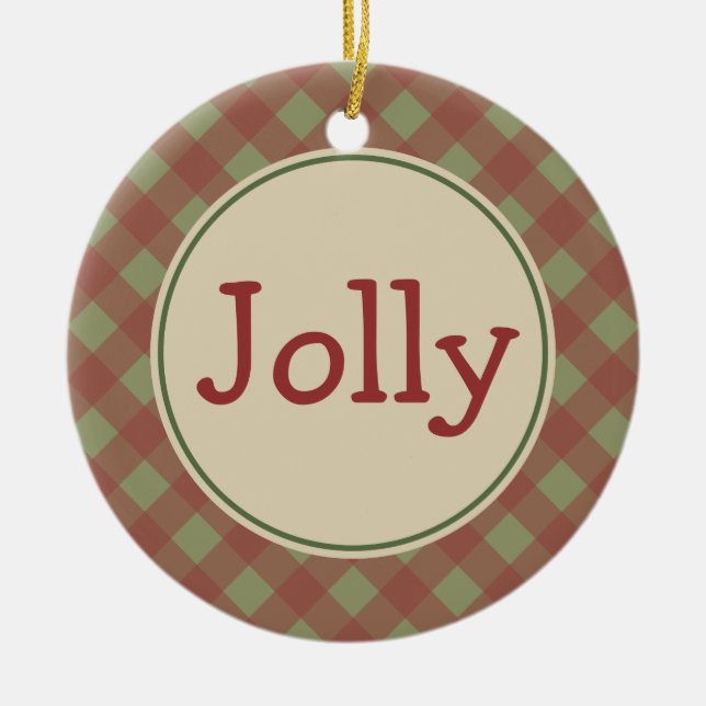 Ornement Rond En Céramique Jolly Noël (Devant)