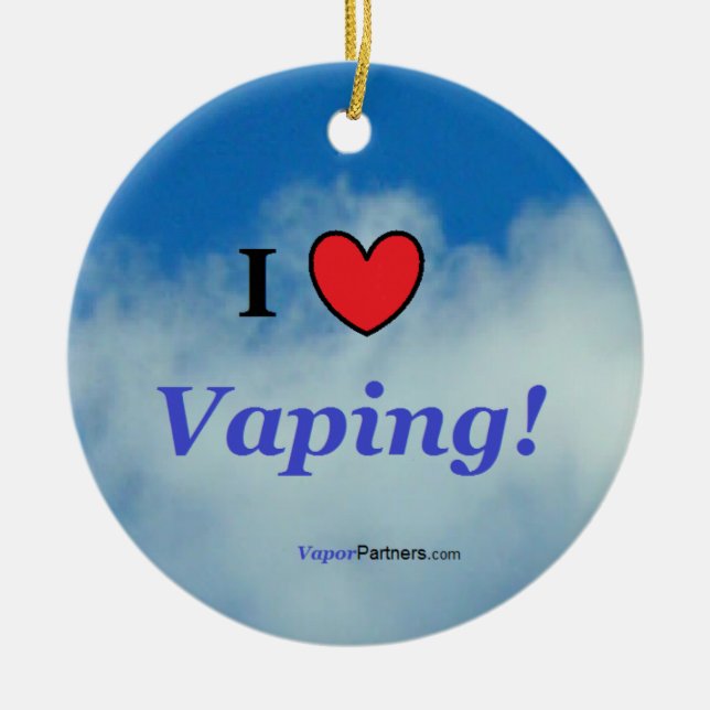 Ornement Rond En Céramique "J'ornement aime Vaping" (Devant)