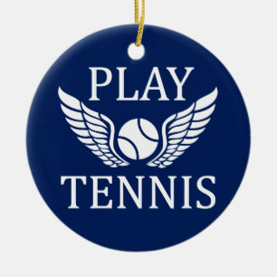 Ornement Rond En Céramique Jouer au tennis