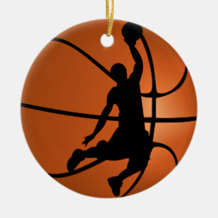 Ornement Rond En Céramique Joueur de basket-ball Slam Dunk
