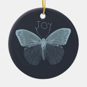 Ornement Rond En Céramique Joy Butterfly