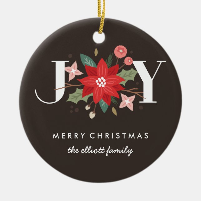 Ornement Rond En Céramique Joy Flourish Ceramic Ornament - Mocha (Devant)