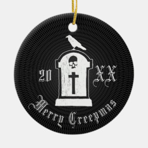 Ornement Rond En Céramique Joyeuse pierre tombale de Creepmas