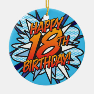 Ornement Rond En Céramique Joyeux 18e ANNIVERSAIRE Livre de Bande Dessinée Ré