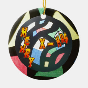 Ornement Rond En Céramique Joyeux boule en verre de Noël