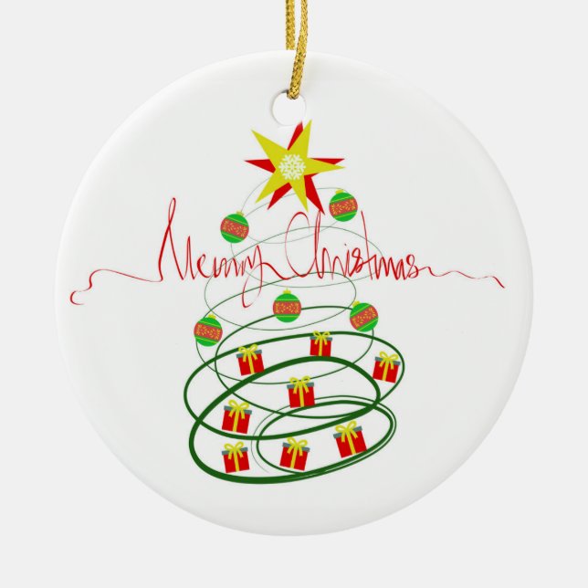 Ornement Rond En Céramique Joyeux Noël (Devant)