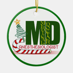 Ornement Rond En Céramique JOYEUX NOËL d'anesthésiste