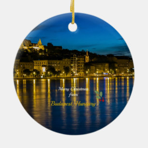 Ornement Rond En Céramique Joyeux Noël de Budapest, Hongrie