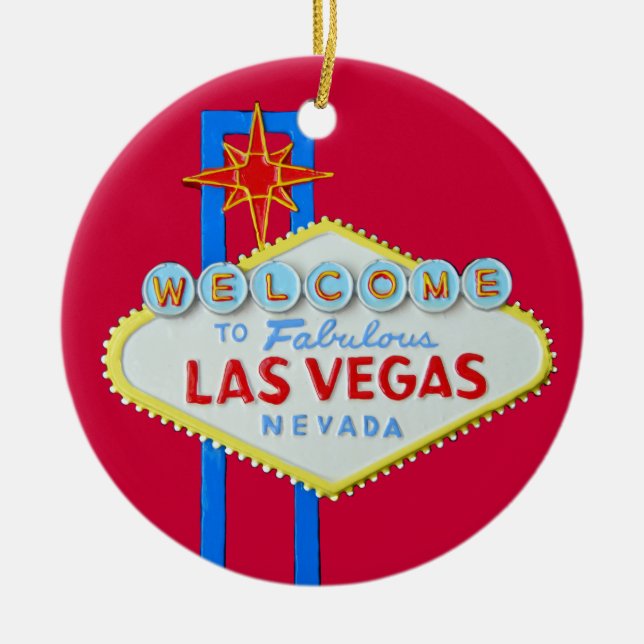 Ornement Rond En Céramique Joyeux Noël de Las Vegas (Devant)