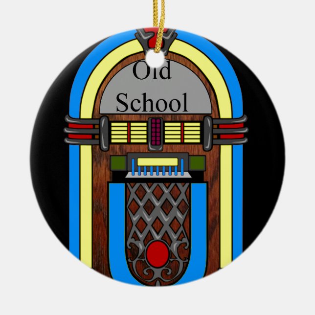 Ornement Rond En Céramique Juke-box de vieille école (Devant)