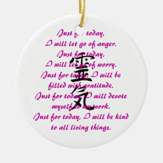 Ornement Rond En Céramique Kanji et préceptes de Reiki