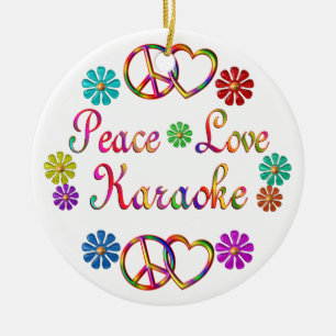 ORNEMENT ROND EN CÉRAMIQUE KARAOKE D'AMOUR DE PAIX