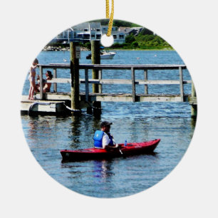 Ornement Rond En Céramique Kayak Bristol RI