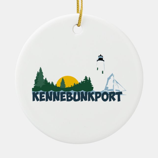 Ornement Rond En Céramique Kennebunkport. (Devant)