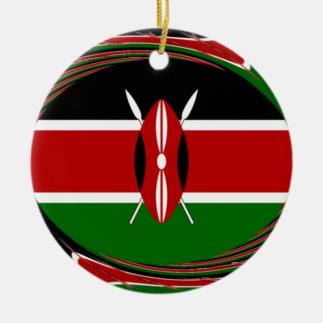 Ornement Rond En Céramique Kenya Drapeau Art - Patriotique & Design Moderne (Devant)