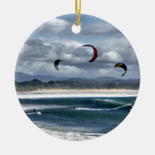 Ornement Rond En Céramique Kitesurf sur la plage