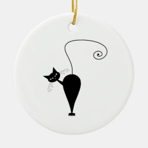 Ornement Rond En Céramique Kitty fantaisie noir 5