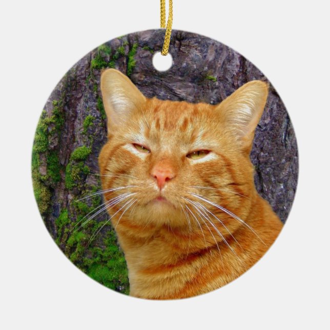 Ornement Rond En Céramique Kitty heureux KAT ! (Devant)