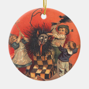 Ornement Rond En Céramique Krampus Jack-in-the-box