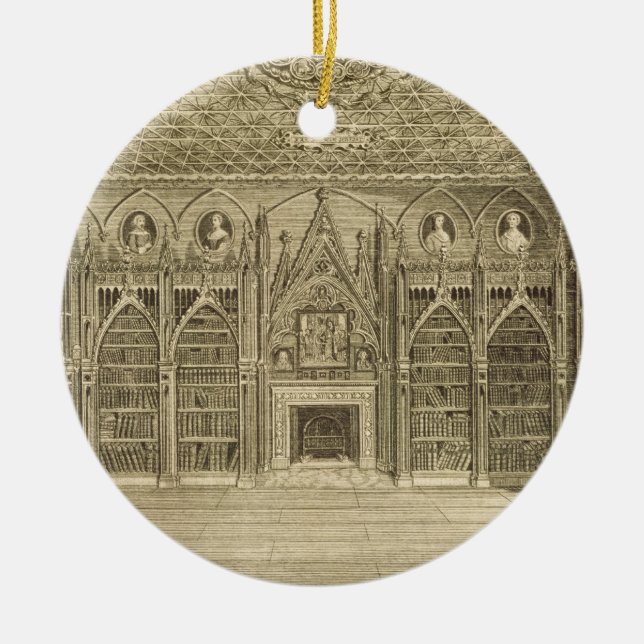 Ornement Rond En Céramique La bibliothèque, gravée par Godfrey, de (Devant)
